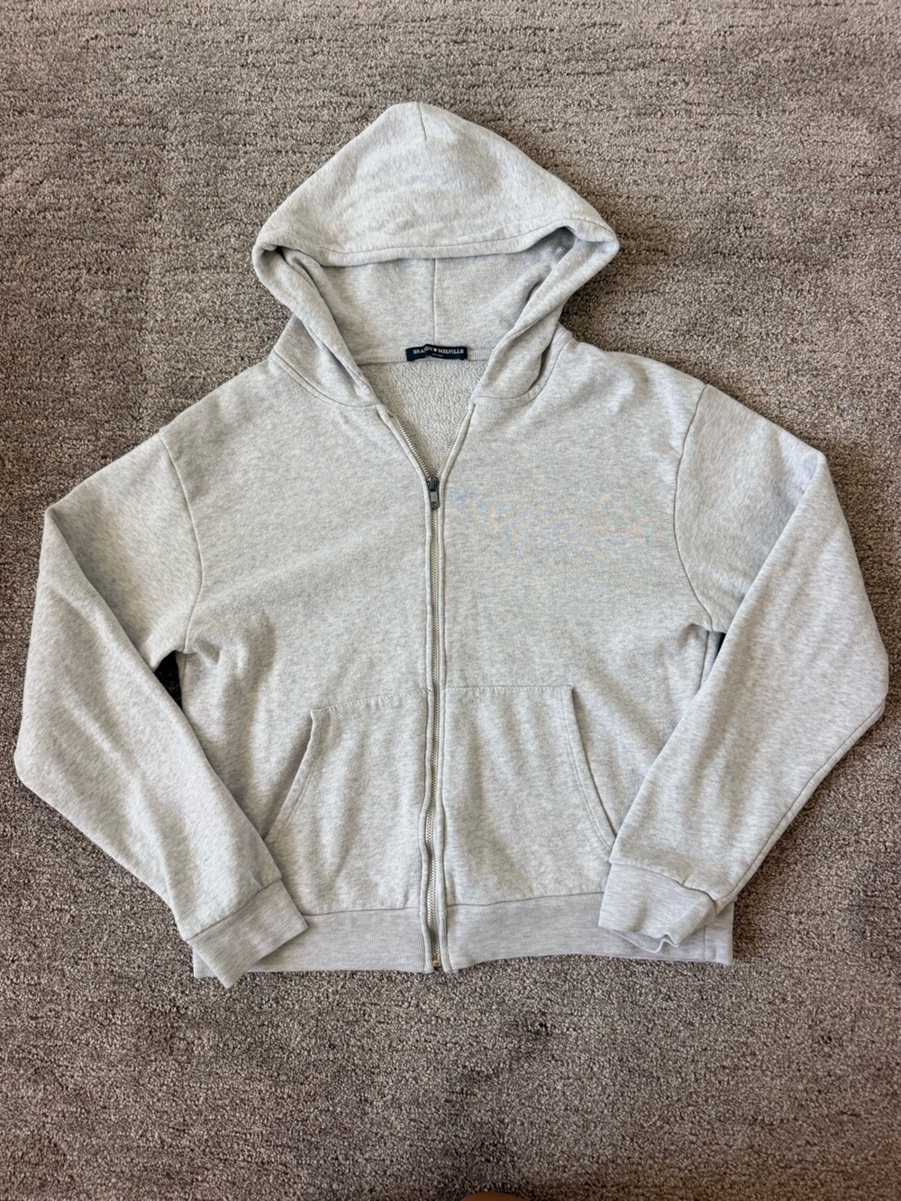 Brandy Melville Light Gray Zip-Up Hoodie